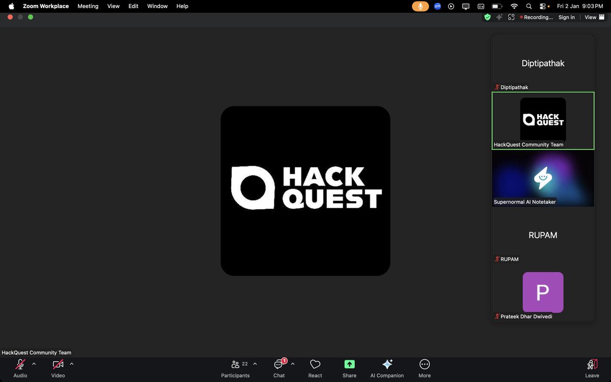 0xdiptipathak's tweet photo. Catching up on the HackQuest Advocates Weekly Connect from Friday !!
We discussed the upcoming Co-Learning Camp 18 where we’ll be learning & building projects,also talked about Mantle’s upcoming hackathon 👀
Excited for what’s ahead!
@HackQuestIN
#HackQuestAdvocate #HQConnect https://t.co/bqAS0G8eNQ