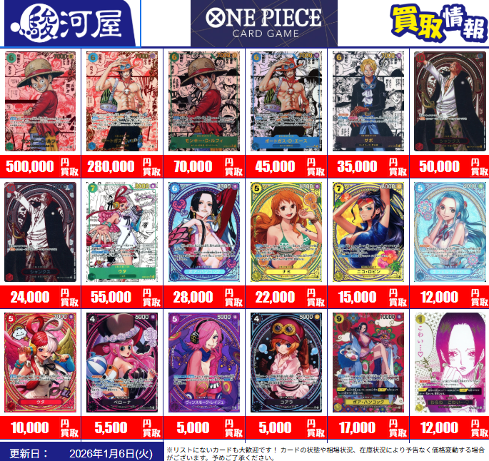 駿河屋ワンピカ 買取情報 モンキー・D・ルフィ レッド コミパラ