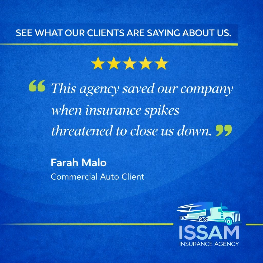 IssamAgency's tweet image. Consistent feedback we’re proud of.
“This agency saved our company when insurance spikes threatened to close us down.”
When coverage decisions carry real operational impact, experience and execution matter.
#CommercialAuto #TransportationInsurance #InsuranceProfessionals