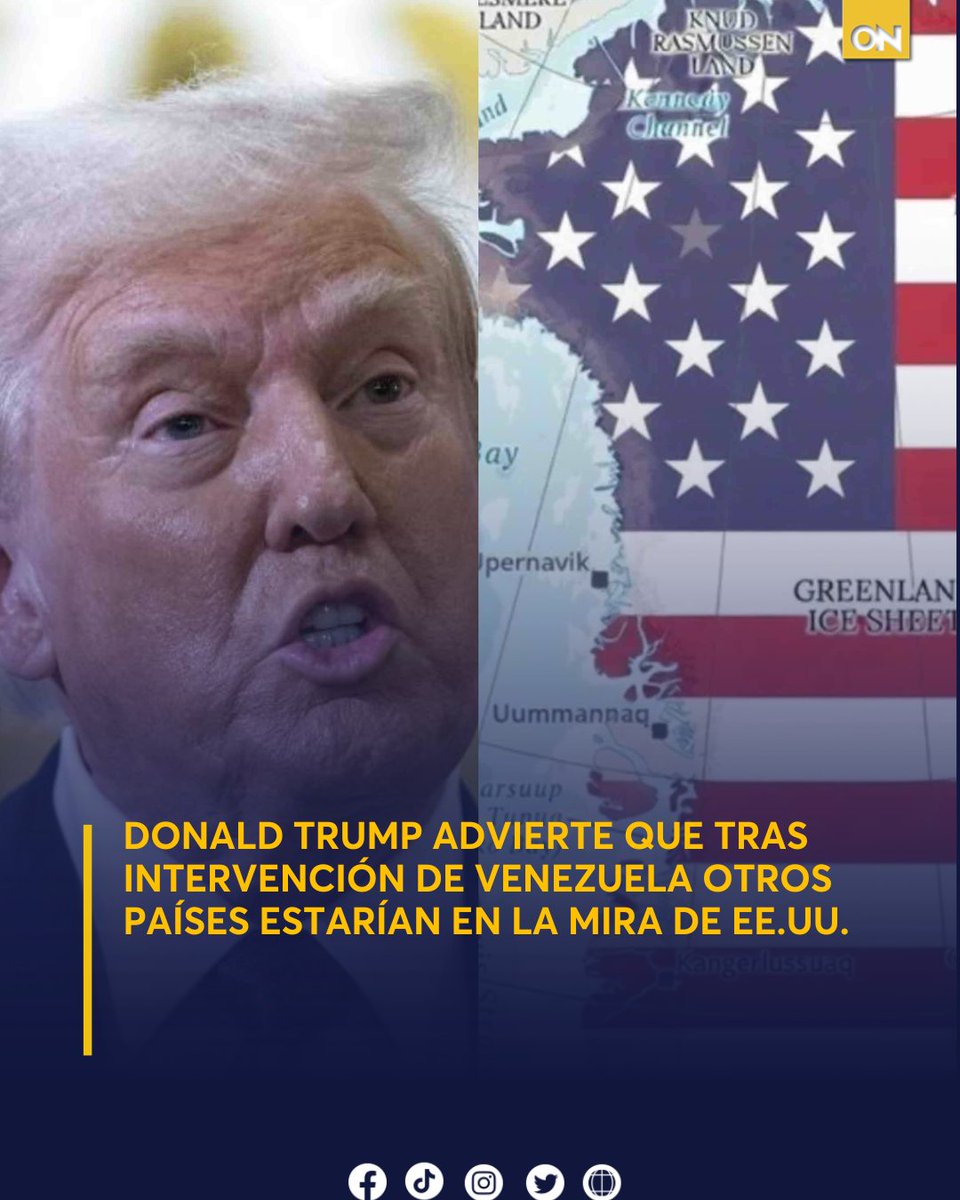 11_Noticias's tweet photo. Donald Trump advirtió que, tras la intervención en Venezuela, otros países podrían estar en la mira de EE.UU. Conoce los detalles de sus declaraciones aquí 👉 https://t.co/9eu2D13Vum
#DonaldTrump #EEUU #Advertencias #Groelandia https://t.co/iHIxq8Xb4Y
