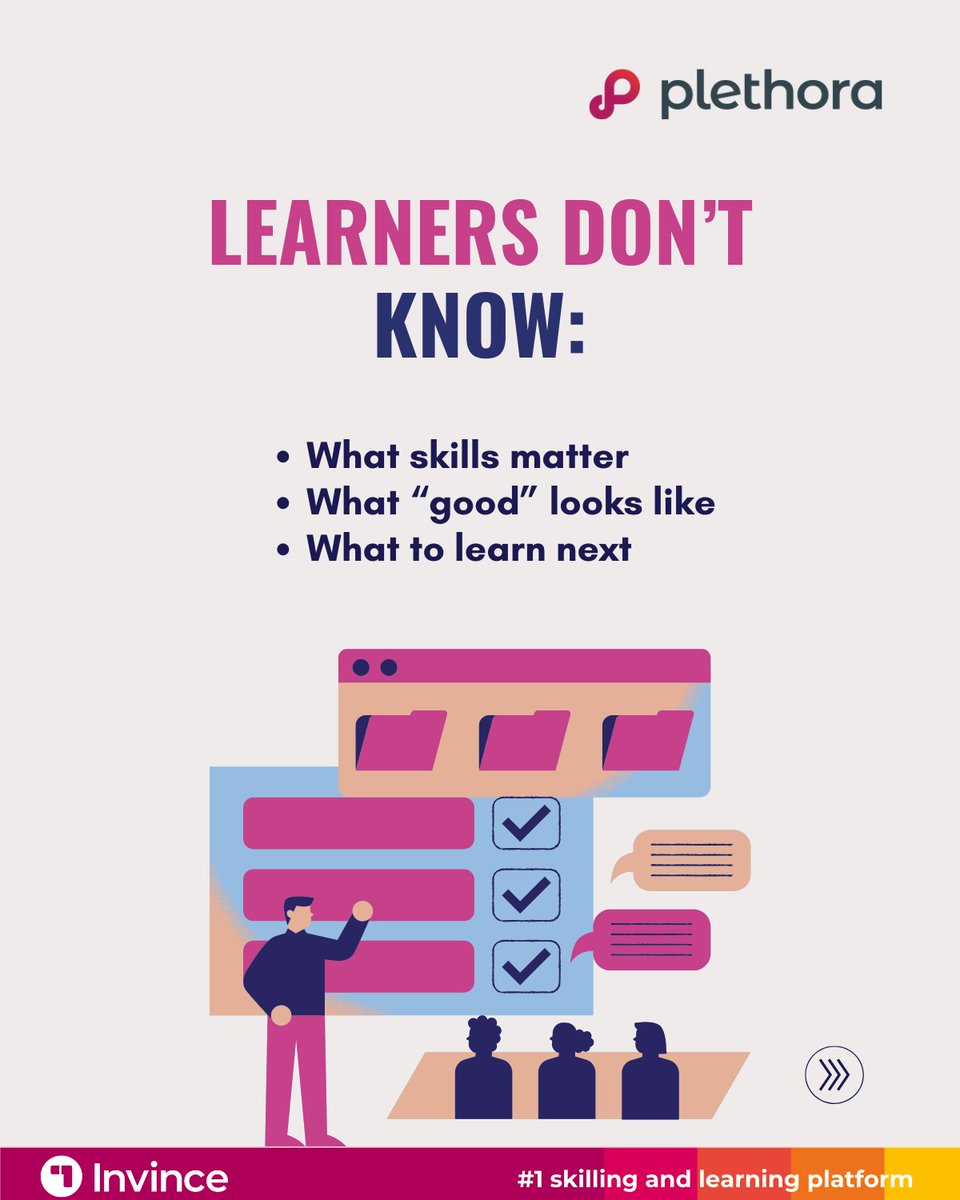Invincetech's tweet photo. Employees finish courses. Skills stay the same.
The issue isn’t effort. It’s clarity.

When learning isn’t tied to roles and skills, it creates activity, not impact.

Book a demo: https://t.co/Gj6F6sePMc

#Upskilling #Plethora https://t.co/7v3W7iz23D