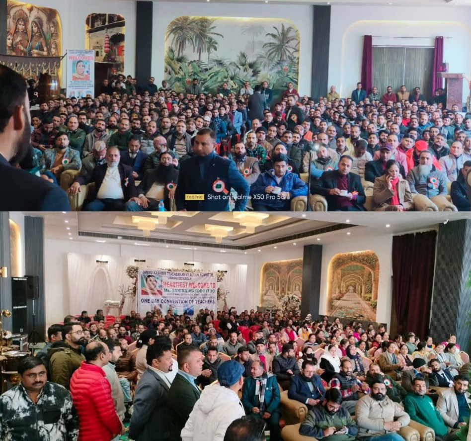 AKeterwal's tweet photo. Honb'le Minister for Education,H &amp; ME and Social welfare Govt of JK along with DSEJ and other officials graced one day Mega Teachers convention organised by JKTJAC https://t.co/9xf3rcmXOf