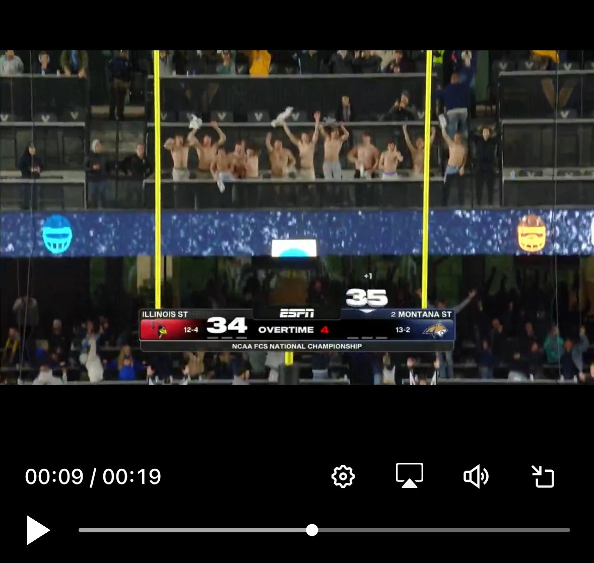 colinblasko's tweet photo. Love these photos back to back, a Natty seating kick marked by shirtless northerners and then a kicker ejecting his  helmet as he wins the championship on his foot… chills https://t.co/RhLVB3v7RK