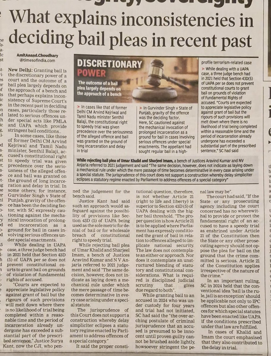 SC's inconsistency in deciding bail plea..