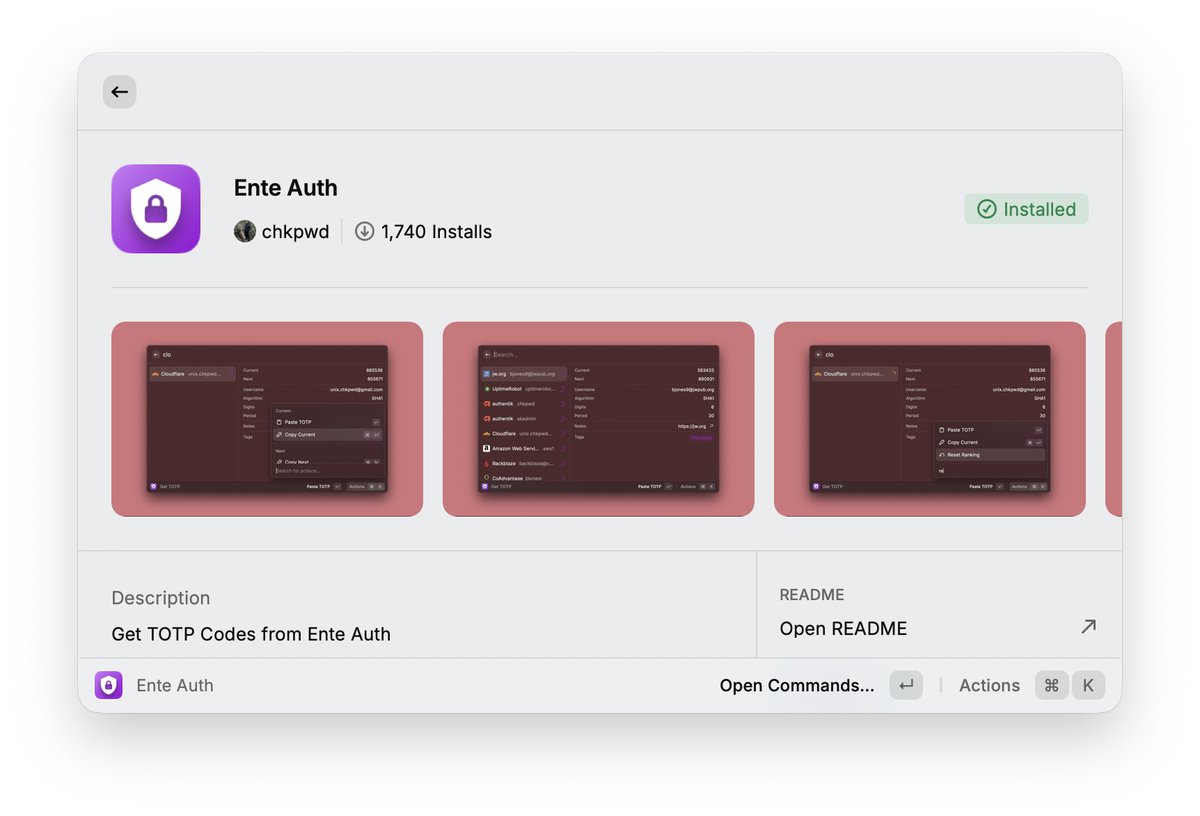 从 Authy 迁移到  Ente Auth 已经两个月了，全平台客户端，还有 Raycast 插件，推荐使用的 2FA 双因素认证 APP。把 Authy 和 Google Authenticator 的数据都迁移进去了。 ente.io/auth/