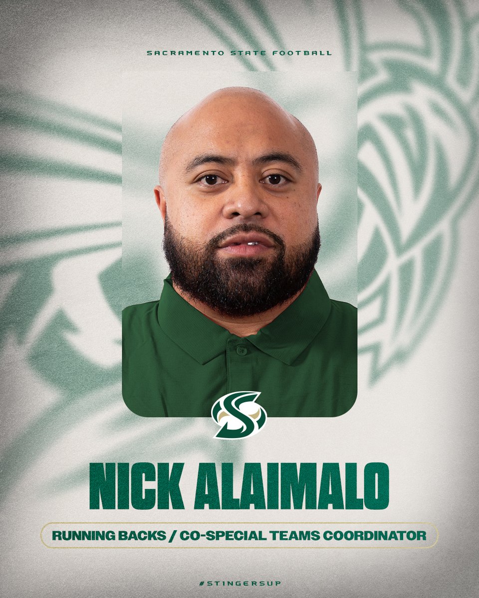SacHornetsFB's tweet image. Meet the two newest members of the staff.
@AlaimaloNick - running backs/co-special teams coordinator
Manako Tuifua - defensive line

Welcome to the Hornets! #StingersUp

@BrandonHuffman @mzenitz @SacBee_JoeD @GregBiggins @JakeGadon_TV