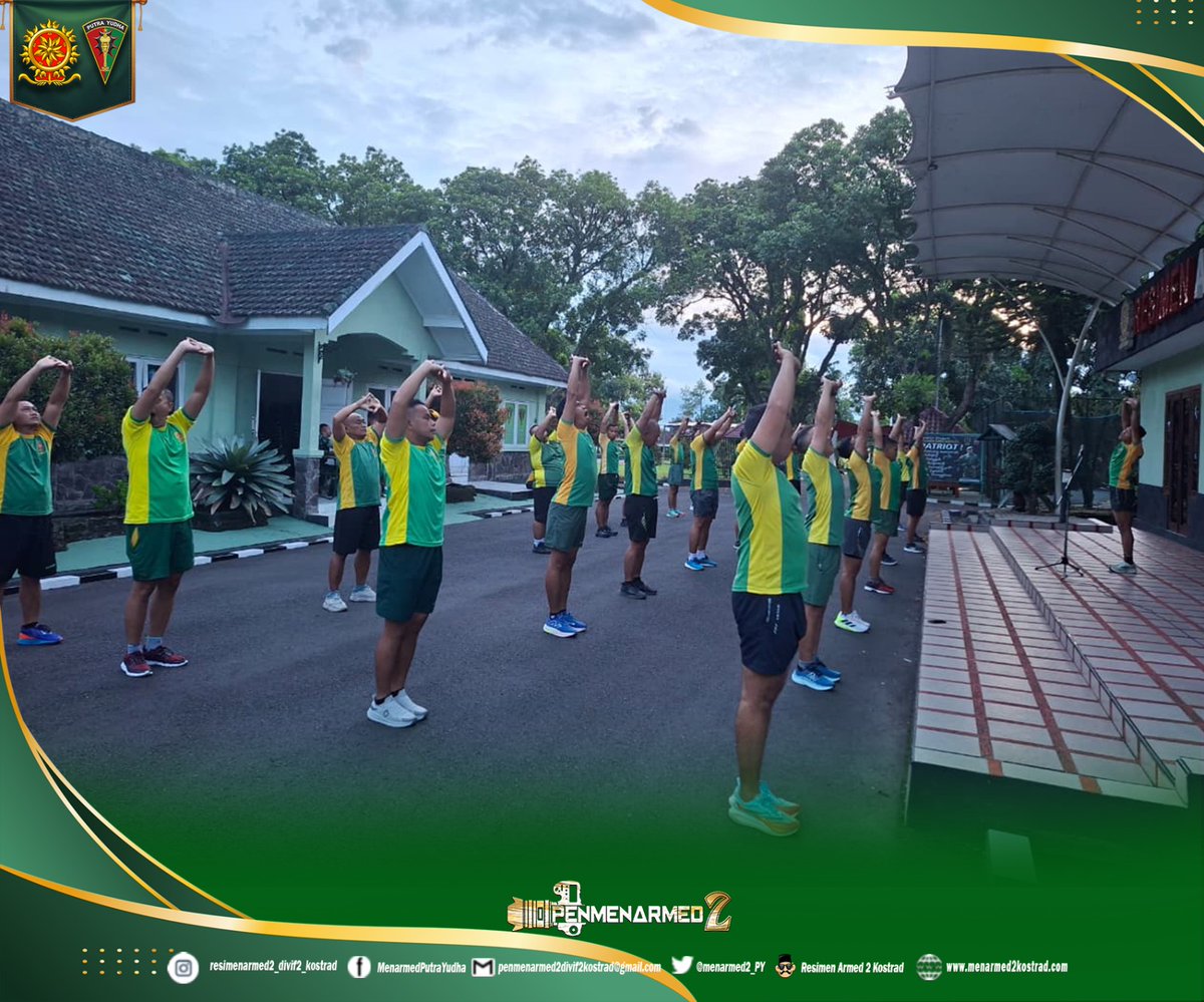 menarmed2_PY's tweet photo. JAGA KEBUGARAN TUBUH PRAJURIT PUTRA YUDHA LAKSANAKAN LARI PAGI BERSAMA

Malang – Selasa (06/01/2026) Dalam rangka menjaga dan meningkatkan ketahanan fisik prajurit, Menarmed 2 Kostrad melaksanakan kegiatan pembinaan fisik berupa lari 5 km yang digelar di asrama Menarmed 2 Kostrad https://t.co/f1ee2tXdma