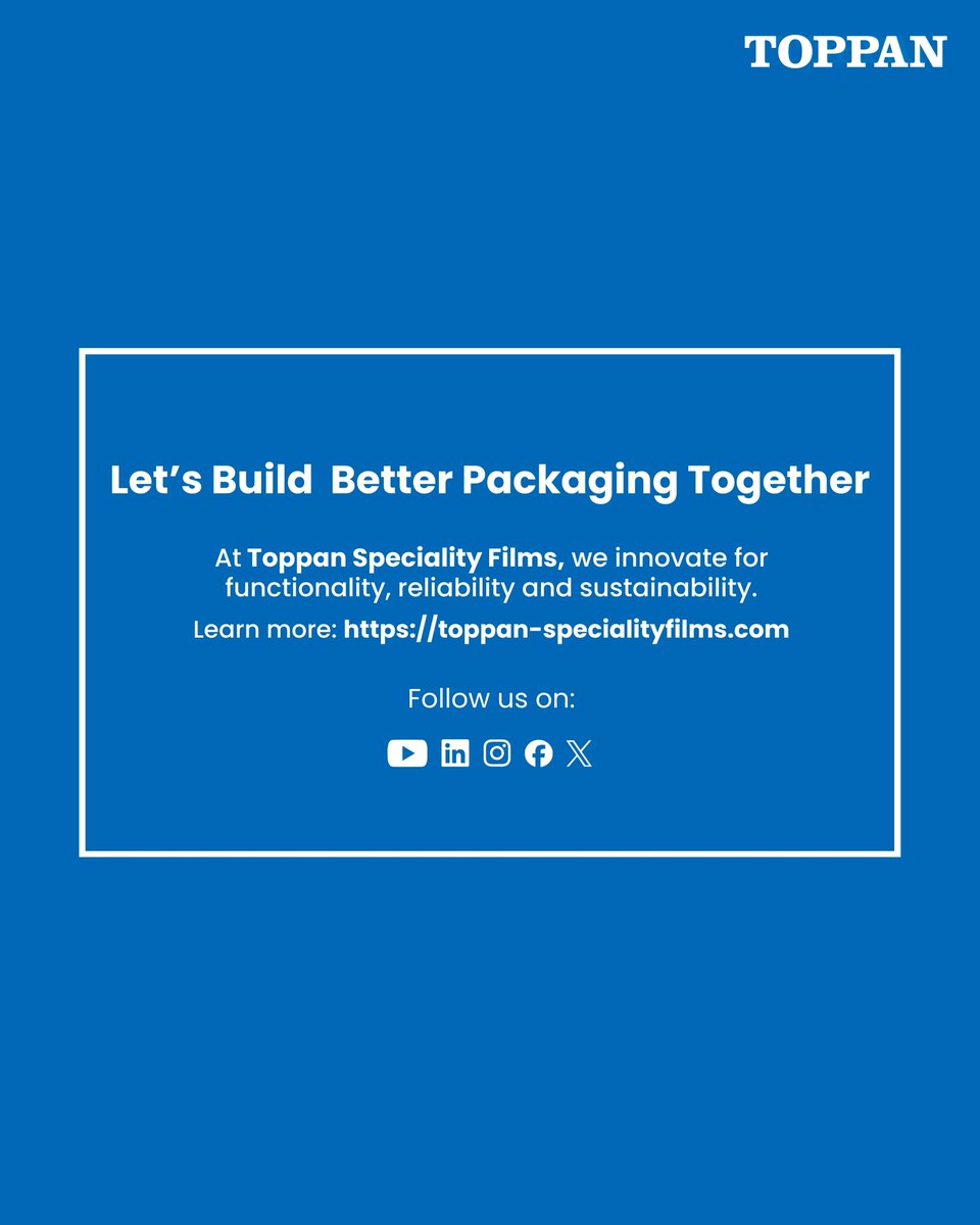 TSF_CorpComm's tweet image. Our bi-layer laminate optimization delivered stronger barrier performance, reduced material usage, and a lower carbon footprint — all without requiring line changes. We continue to drive efficient, responsible packaging innovation at Toppan Speciality Films.