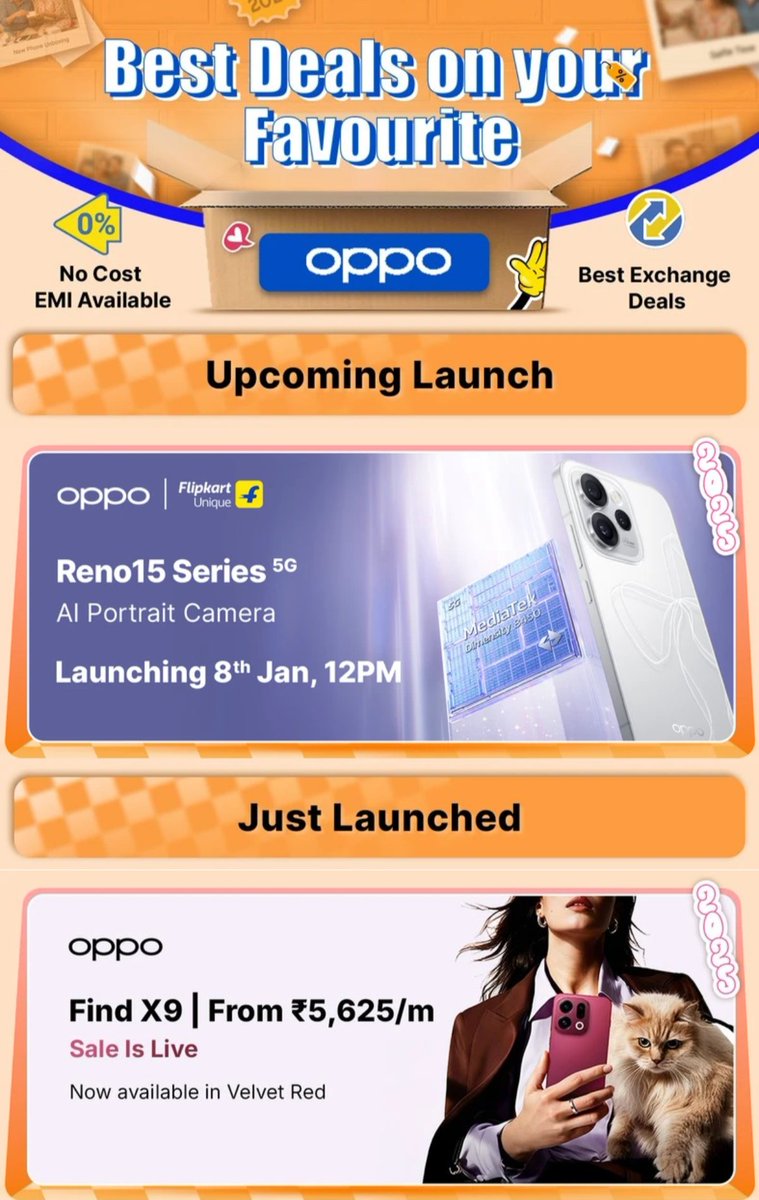 Zunaidflyn's tweet photo. The wait is almost over ⏳
OPPO Reno15 Series 5G launching on 8th Jan, 12 PM 🚀
AI Portrait Camera 📸 | Stylish &amp; Smart ✨
Big expectations from OPPO this time 👌
#OPPOReno15 #OPPOIndia #RenoSeries https://t.co/iRHtADAuHV