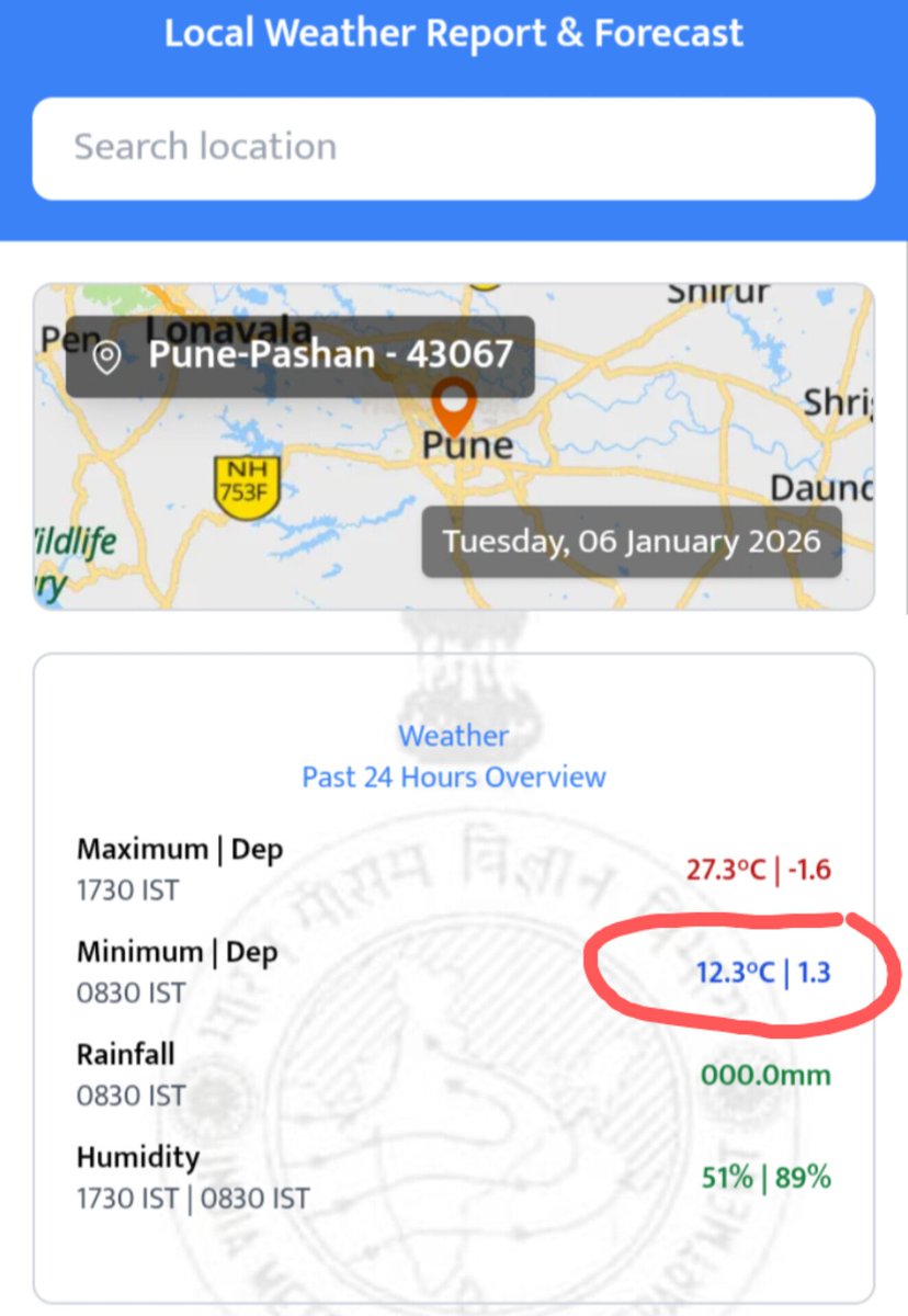 tan_5989's tweet photo. #MumbaiWinter #PuneWinter

Since the start of New Year Temperatures have consistently remained above normal in Mumbai having breached the 20c mark multiple times🌡️

Pune registered a fall in temps@12.3c today though still above normal🥶

Further fall in temps today📉

Stay Warm🧑‍🎄 https://t.co/cDsiOUwSmr
