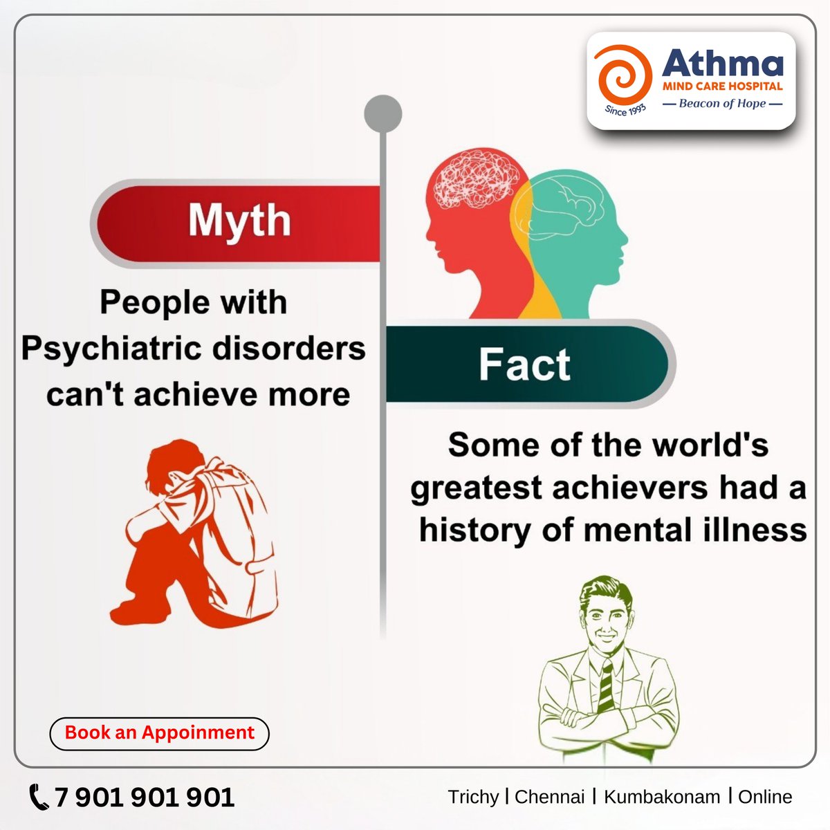 athma_hospitals's tweet photo. Myth, Fact...
For more details:
Contact: 7 901 901 901
Visit: https://t.co/ym6s6LEpgR
Address: Athma Mind Care Hospitals,
12 B&C, 10th Cross (East),
Thillainagar, Trichy -18.
#athmahospitals #mentalhealth #depression #mentalwellness #stress #OCD #ocdrecovery #alcoholawareness https://t.co/GV3sTQ97D2