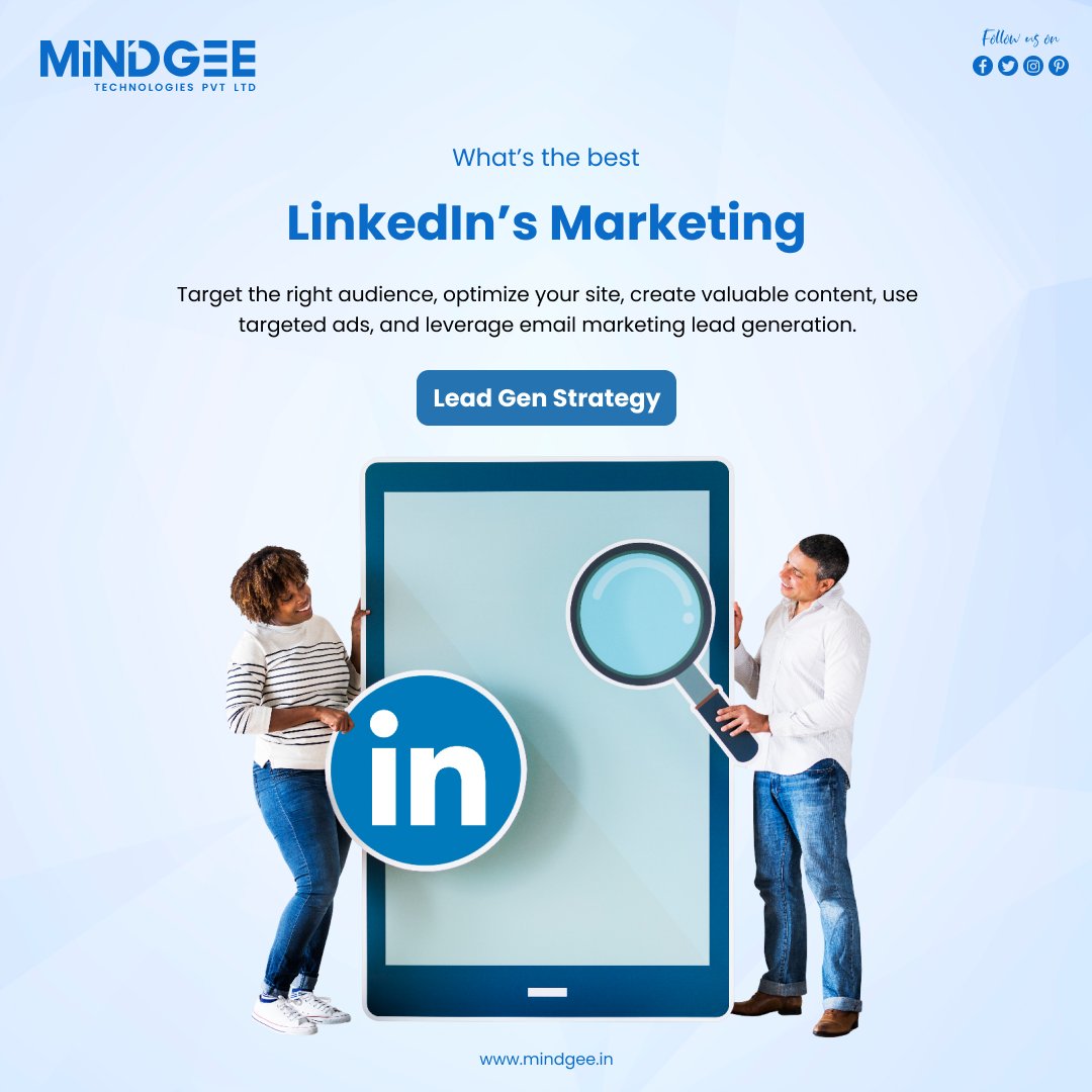 Want better leads from LinkedIn? 💼
Use the right LinkedIn Marketing &amp; Lead Gen Strategy to reach decision-makers faster.
🌐 mindgee.in | 📞 +91 89516 05480
#LinkedInMarketing #LeadGen