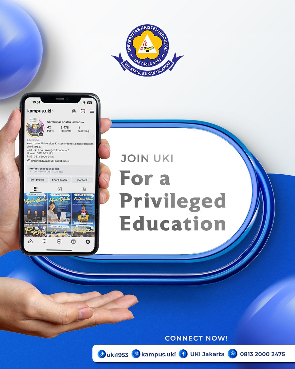 Jalur Early Bird ini dibuka hingga 28 Januari 2026. Jangan lewatkan kesempatan untuk berkuliah di kampus terakreditasi UNGGUL oleh BAN-PT ini. Daftarkan dirimu sekarang di pmb.uki.ac.id. Info lebih lanjut, atau chat WA admin PMB, bisa cek di bio ya.