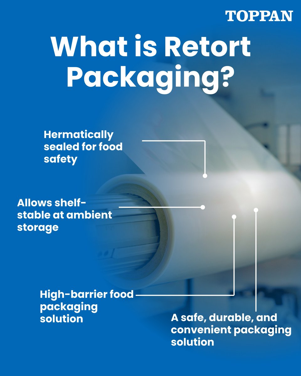 TSF_CorpComm's tweet image. Retort packaging keeps food safe, fresh, and shelf-stable without refrigeration. Using hermetic sealing and high-barrier materials, it delivers durability, convenience, and extended shelf life for ready-to-eat and processed foods.