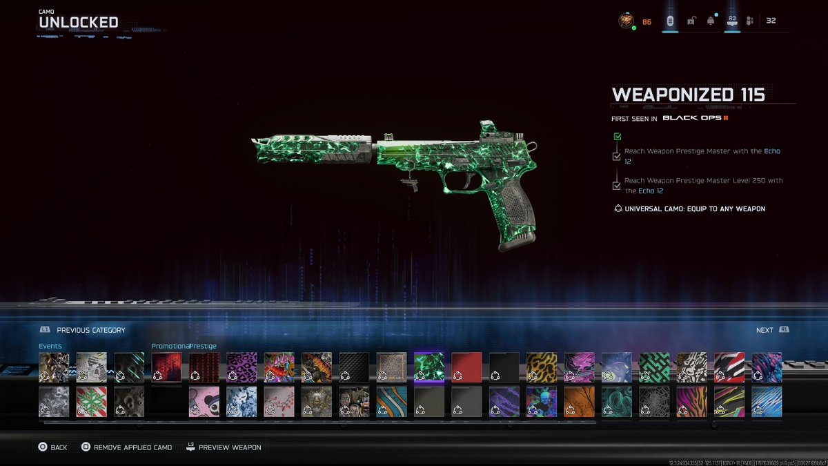 LucarioProject's tweet image. FINALLY!

(A single PM 250 camo unlock) 💀