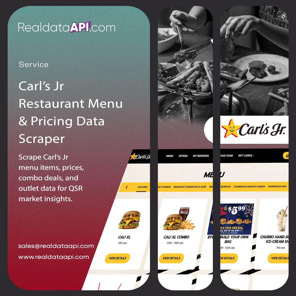 realdatascrape's tweet photo. 🚀 #CarlsJrInsights – Unlock Real-Time Menu, Pricing &amp; Delivery Data from Carl’s Jr.

👉 Explore More >>> https://t.co/PRer9U1kQD
📩 Contact us: sales@realdataapi.com

#CarlsJr #MenuAnalytics #PricingInsights #FastFoodData #RestaurantIntelligence https://t.co/TMDsMBAbuQ