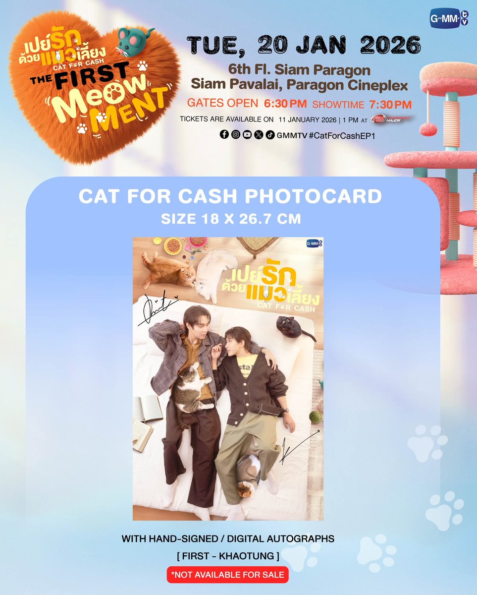 RealEntOfficial's tweet image. #เฟิร์สข้าวตัง พร้อมอัปเลเวลความเหมียว บอกรักผ่านภาษาแมว ชวนแฟนๆ เปิดประตูคาเฟ่แมวสุดแปลกดูตอนแรกซีรีส์ #เปย์รักด้วยแมวเลี้ยง ในงาน “เปย์รักด้วยแมวเลี้ยง THE FIRST MeOwMENT” วอร์มนิ้วรอกดบัตรพร้อมกัน 11 มกราคมนี้ ทาง Thaiticketmajor

#CatForCash 
#FirstKhaotung