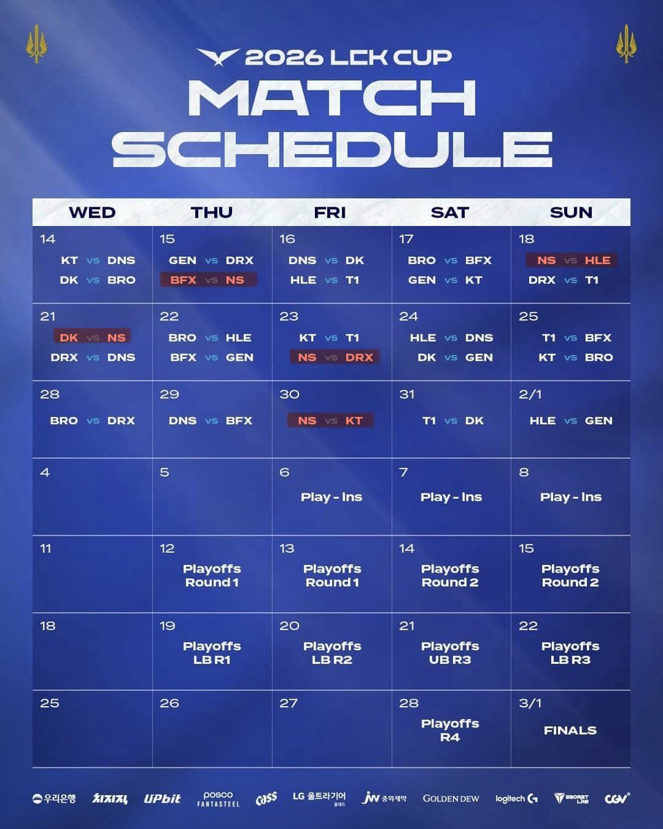 zzrepiv's tweet photo. LCK CUP 일정 ❤️

1월 15일 vs BFX
1월 18일 vs HLE
1월 21일 vs DK
1월 23일 vs DRX
1월 30일 vs KT https://t.co/jXSYKetfLU