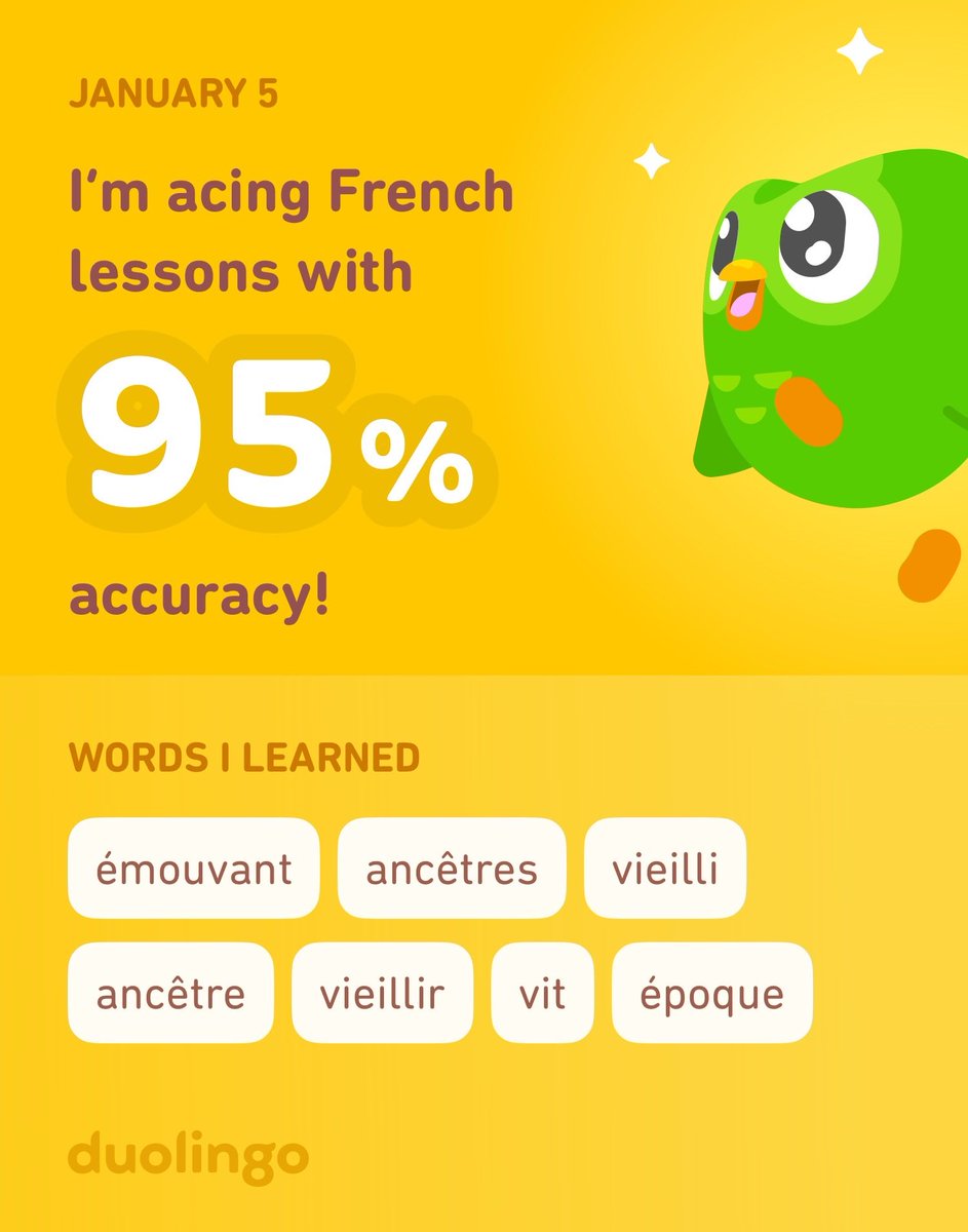 I’m learning French on Duolingo! It’s free, fun, and effective.