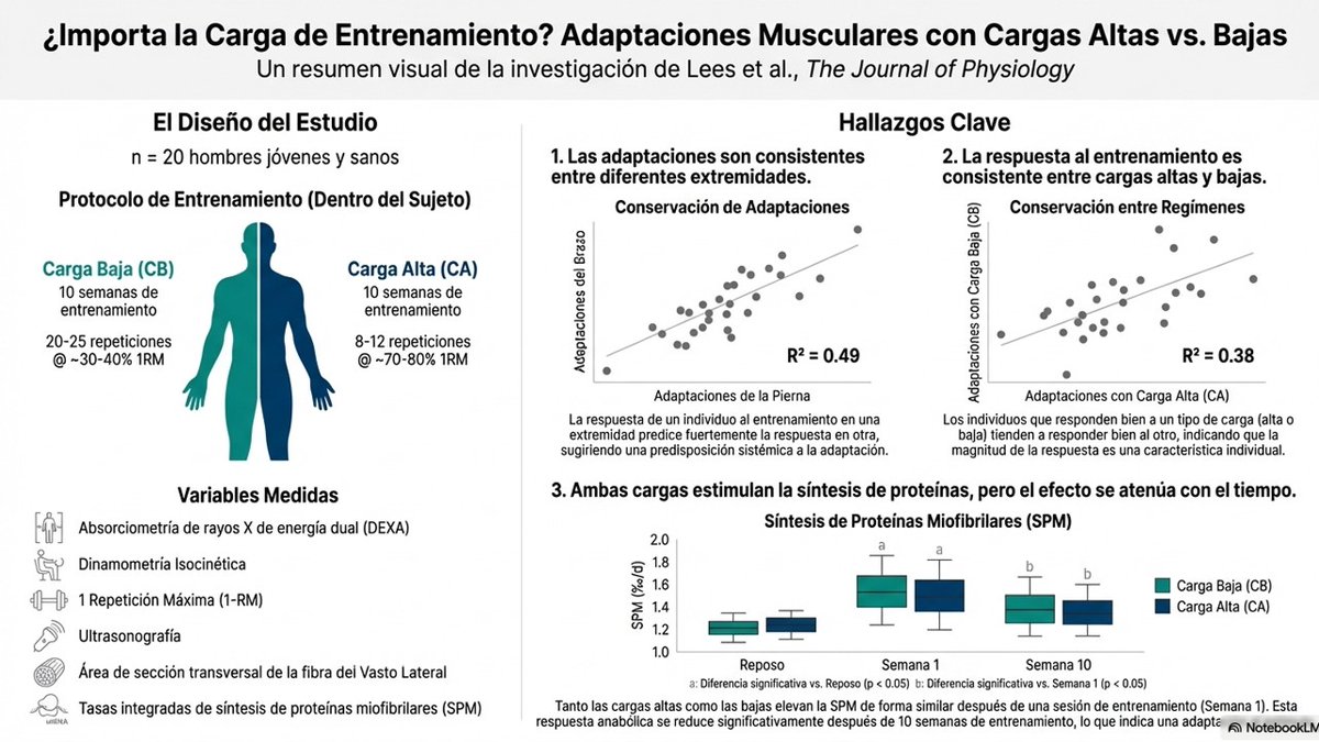 ChicharroJL's tweet photo. ¿POR QUÉ LA HIPERTROFIA MUSCULAR NO DEPENDE DEL PESO LEVANTADO? El entrenamiento de fuerza induce hipertrofia comparable con cargas altas o bajas cuando el esfuerzo se equipara. La respuesta es consistente dentro de cada individuo, independiente del músculo entrenado, y sugiere que los factores endógenos predominan sobre la carga externa. (lee el artículo completo en BLOG JL Chicharro en https://t.co/ghlyA0rsYU) https://t.co/v6wIjGGFCy
