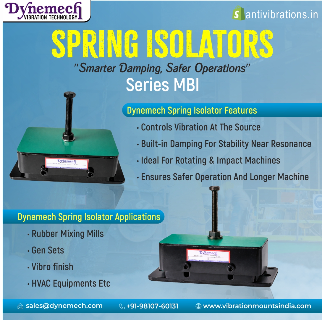dynemech's tweet photo. 𝐃𝐘𝐍𝐄𝐌𝐄𝐂𝐇 𝐒𝐏𝐑𝐈𝐍𝐆 𝐈𝐒𝐎𝐋𝐀𝐓𝐎𝐑𝐒 – 𝐒𝐞𝐫𝐢𝐞𝐬 𝐌𝐁𝐈

#AntiVibration, #Dynemech, #Imtex, #AntiVibrationMounts, #AntiVibrationPads, #VibrationControl, #SpringIsolators, #RotatingMachinery, #ImpactMachines, #MachineSafety

  +91 9810760131
  sales@dynemech.com https://t.co/9oGyxSSTJF