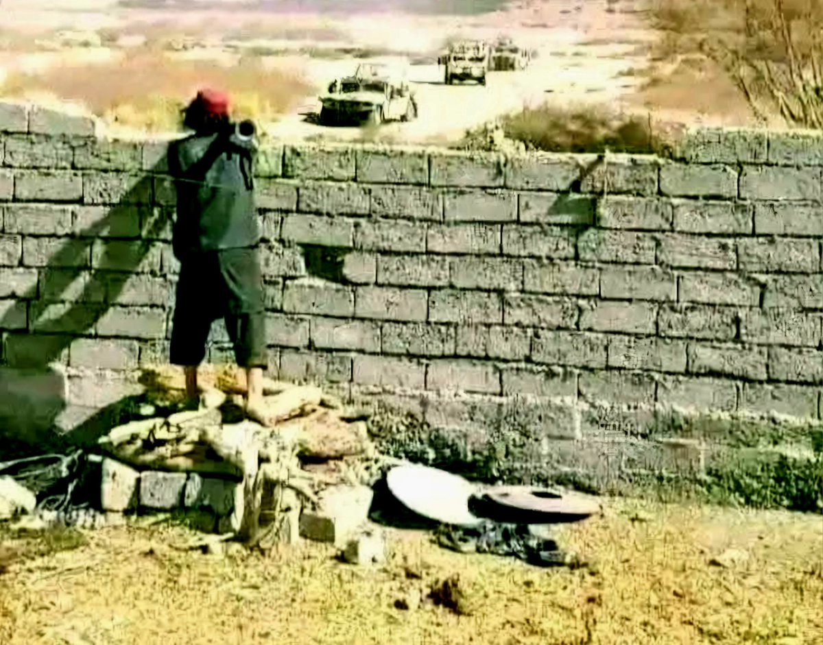 Photo of an Afghan mujahid targeting an American convoy during the previous 20 years of battle in Afghanistan