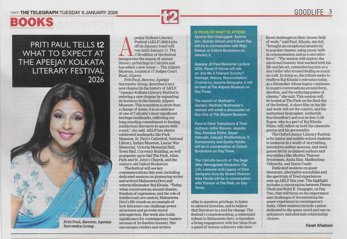 Ms. Priti Paul, Director, Apeejay Surendra Group, shares what to expect at the 17th Apeejay Kolkata Literary Festival 2026, hosted at the historic Alipore Museum.

#AKLF2026 #ApeejayKolkataLiteraryFestival #AliporeMuseum
