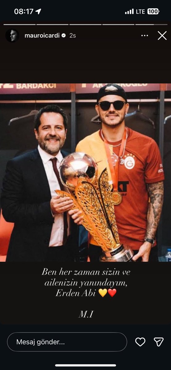 evrenyildizey's tweet image. Günaydın Galatadaray ailesi.

Sabah İnstagram hikayelerine bakarken İcardi’nin ,Erden Timur’a desteğini görerek güne pozitif başladım. 

“Ben her zaman sizin ve ailenizin yanındayım Erden abi 💛❤️”

Adamsın Kaptan!!