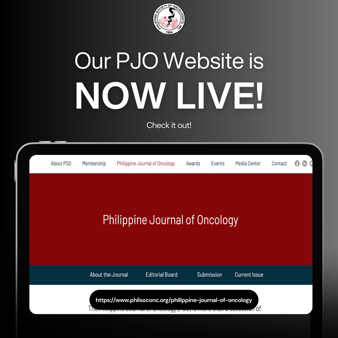 PSO1964's tweet photo. 🎉 The PJO website is now live! Explore it here: https://t.co/Y3mvvi6JDs

🙏 Thank you for your patience! Special thanks to Dr. Susano Tanael, Chief Editor, for making this possible.

✨ Happy New Year! #PhilippineJournalOfOncology #PJO https://t.co/1UMLLhcAaj