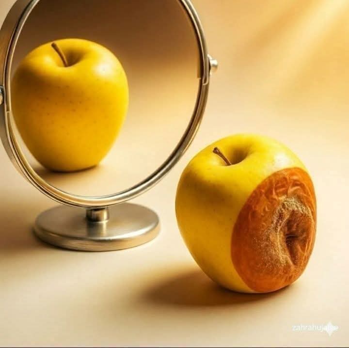 QasmiAzhar's tweet photo. تصویر کا دھوکہ… 
یا ضمیر کی حقیقت؟

ایک سڑا ہوا سیب، آئینے میں خود کو تروتازہ، خوبصورت اور بے عیب دیکھ رہا ہے۔

کیا ہم بھی اسی فریب میں مبتلا تو نہیں؟

تصویریں بولتی ہیں https://t.co/d5NPp5Qtmg