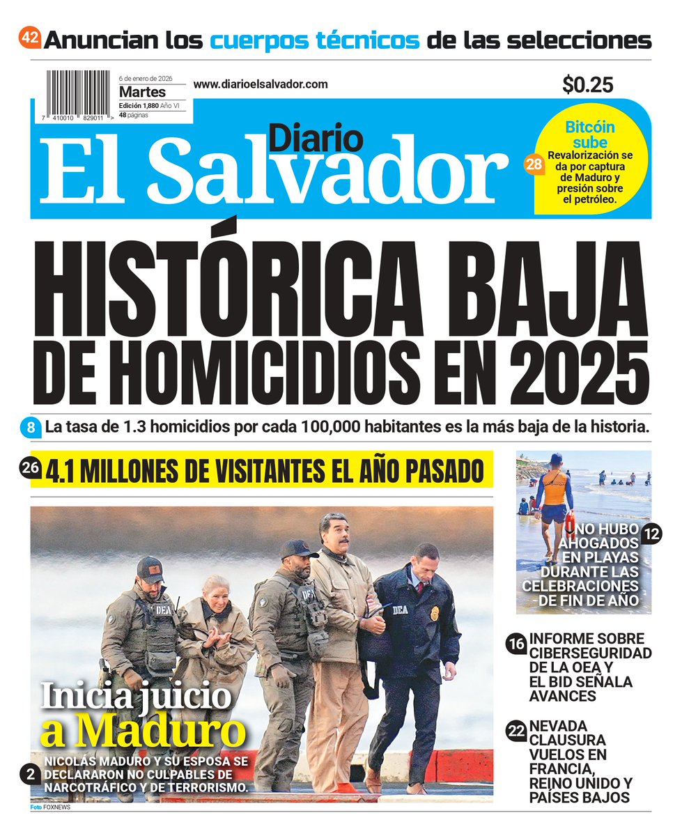 Esta es la portada de #DiarioElSalvador de este martes, 6 de enero de 2026. #DiarioES

Entérate de más noticias en ➡️ diarioelsalvador.com