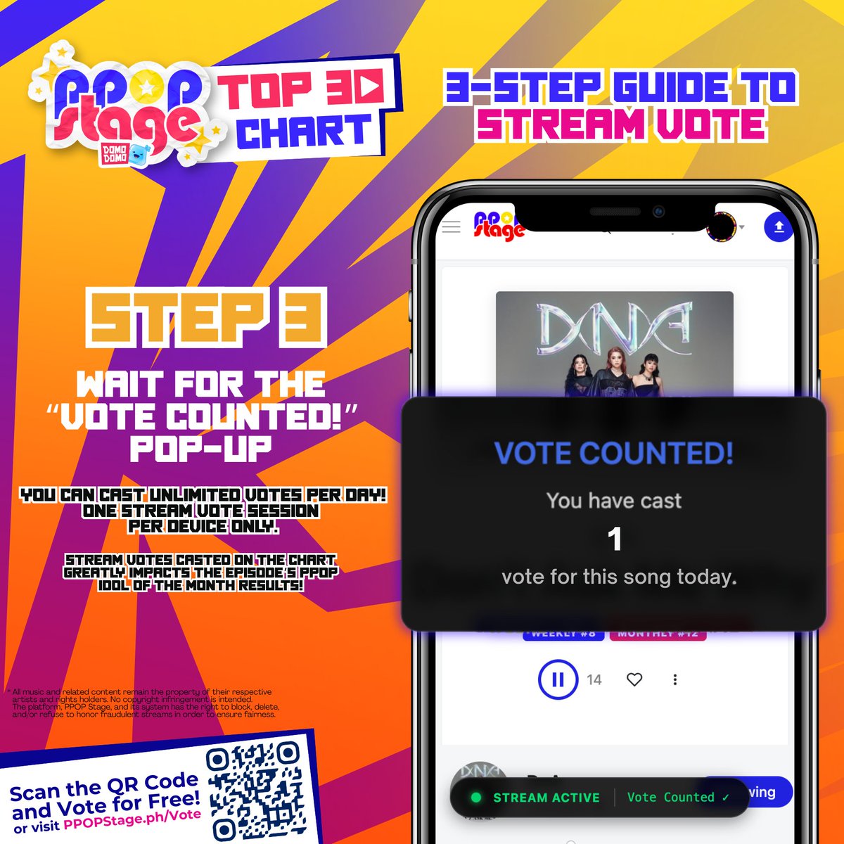 ✨ 𝗦𝗧𝗥𝗘𝗔𝗠. 𝗩𝗢𝗧𝗘. 𝗥𝗘𝗣𝗘𝗔𝗧. — 𝗜𝗧’𝗦 𝗙𝗥𝗘𝗘! ✨

PPOP Besties, Supporting your favorite PPOP artists has never been this easy 💥
Here’s the 3-step guide to Stream Vote on PPOP Stage — no payments, just pure support 💙

🎧 Step 1: Log in or create your PPOP Stage