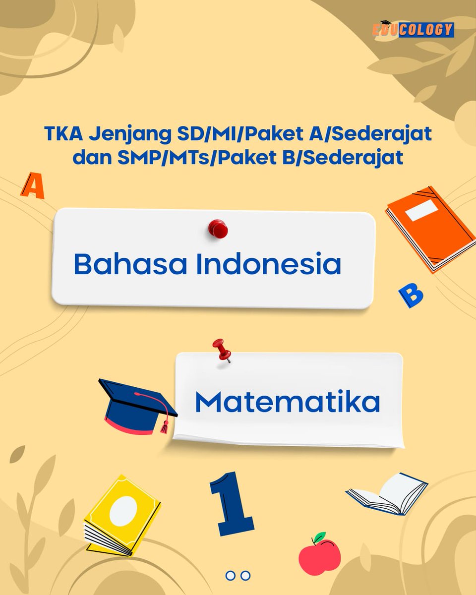 educology_id's tweet image. Teruntuk siswa dan orang tua kelas 6 dan 9, ini dia mata pelajaran yang diujikan dalam TKA jenjang SD dan SMP 📚

Yuk, mulai persiapkan dirimu dengan baik! 🔥

#TKA #EdukatifdanInformatif