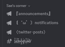 SaeKaneko's tweet photo. I'm redoing my discord. Am I doing it right? https://t.co/lowydDcgKk