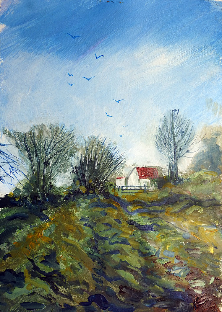 ChrisBilton3's tweet photo. #farmland #farmhouse #muddypath #winterlight #acrylicpainting #pleinairpainting #artinsouthyorkshire #paintingoutside #directobservation #landscapepainting #southyorkshire #biltonart #opencountry #trees #clouds #allaprima #clarifiedimpressionism #expressiverealism #pleinair https://t.co/64tf2EDOHa