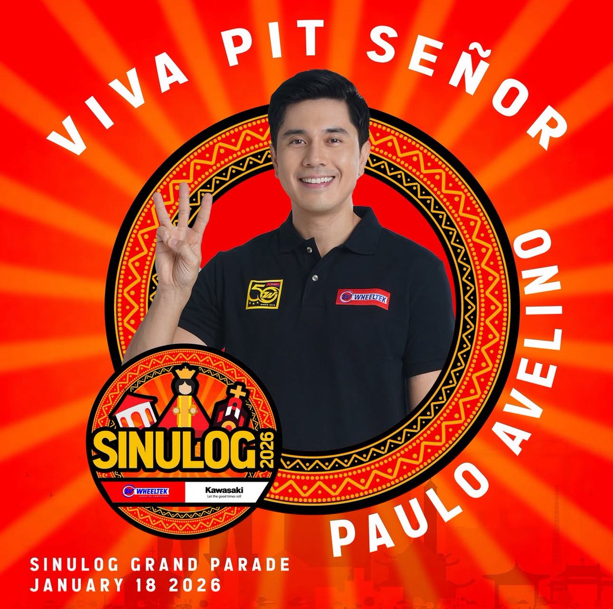 Viva Pit Señor!

Get ready to feel the rhythm, the faith, and the fire as #PauloAvelino joins the Sinulog Grand Parade 2026!

See you on January 18 as Cebu comes alive in full color, culture, and celebration.

This is more than a parade, this is Sinulog.

#WHEELTEKat50