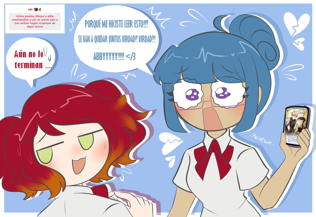 Rosesun707's tweet photo. Hola, Lรฉanse " Don't say you love me " ๐ข
#fnafhs #fhs #abby #lily https://t.co/tHA93ch7in