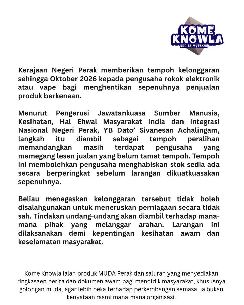 mudaperakrasmi's tweet photo. #komeknowla #perak #vape #komeknowlabm https://t.co/9lryjyLHty