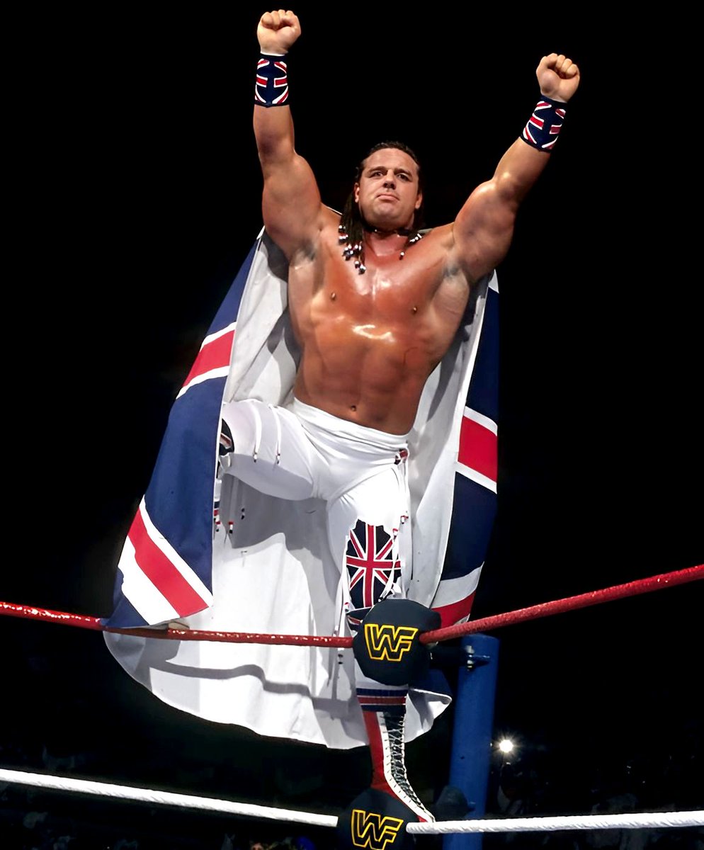WWFWrestling1's tweet photo. A classic photo of the British Bulldog taken at WrestleMania VII in 1991. 🇬🇧🐾 #WWF #WWE #DaveyBoySmith https://t.co/vr3liux2Pp