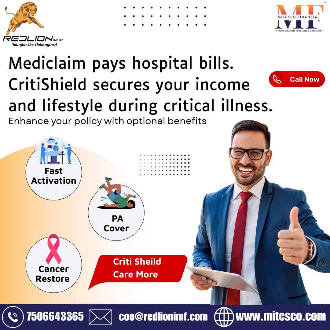 mitcsco's tweet photo. Medical bills are covered.
 CritiShield protects your income and lifestyle during critical illness.
Because your finances deserve care too.
#CritiShield #CriticalIllnessCover #FinancialSecurity https://t.co/jLmky0omc1