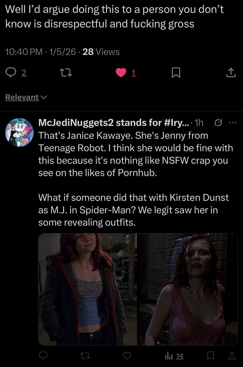 just sick and shameless. porn-brained nerd this guy.