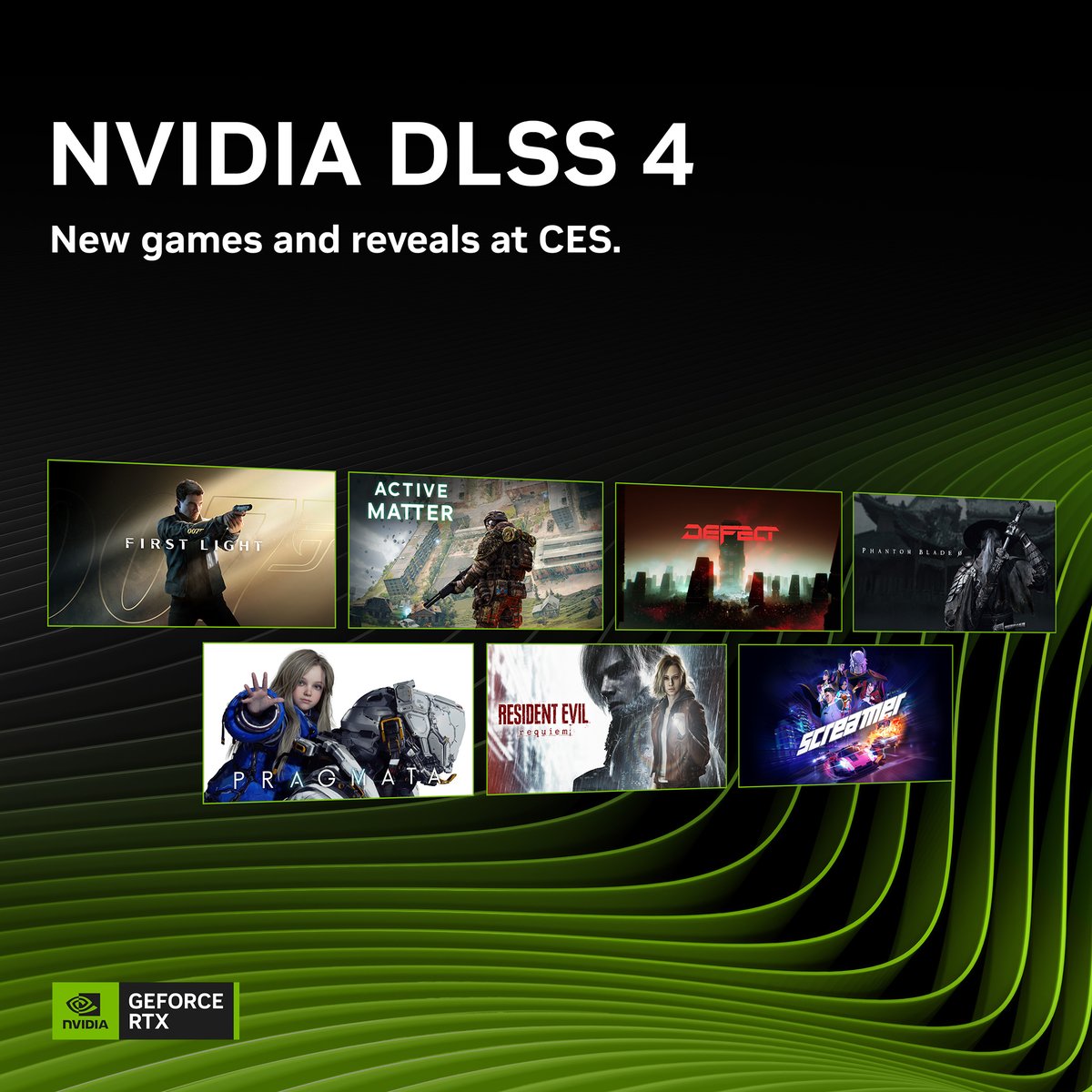 Over 250 DLSS 4 with Multi Frame Generation games are available now, with more on the way! 

🟢007 First Light
🟢PRAGMATA
🟢Phantom Blade Zero 
🟢Resident Evil Requiem 
🟢Active Matter
🟢DEFECT
🟢Screamer

Learn more → nvda.ws/4plQYfl