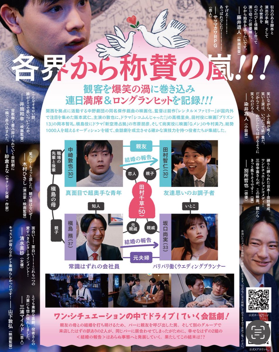 #映画結婚の報告
本日ご来場くださった皆様ありがとうございました！

7日（水）、8日（木）は19時20分から上映しておりますので、宜しくお願い致します！

#結婚の報告　#シアターセブン
#中野劇団