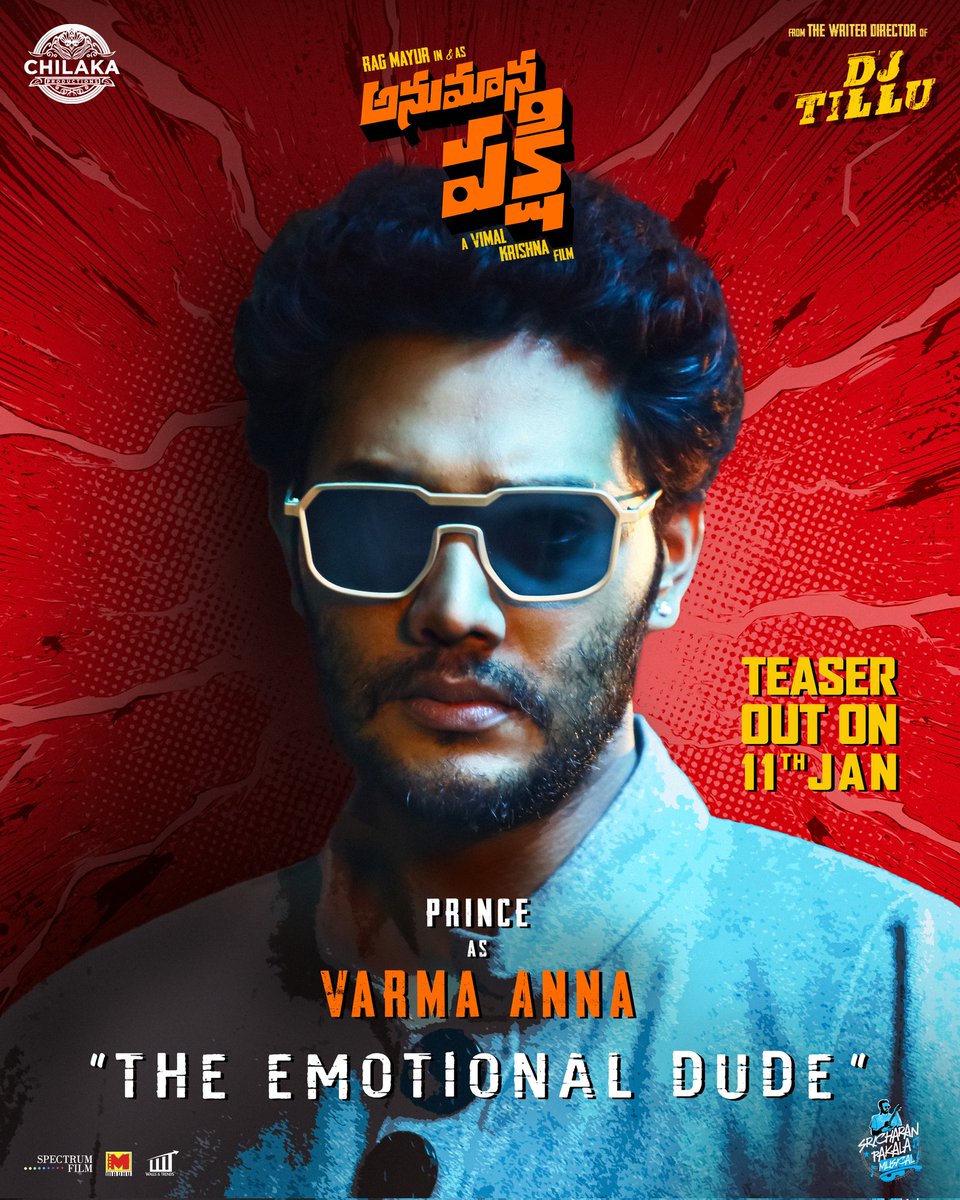 Meet #PrinceCecil as Varma Anna - The Emotional Dude. ✨️
Lost in Love, Deeply Broken Soul. 💔

#AnumanaPakshi Teaser on 11th Jan 🤩
Hitting theatres February 2026. 
From the Writer-Director of DJ Tillu. 

<a href="/chilakaprod/">Chilaka Productions</a> <a href="/K13Vimal/">vimal krishna</a>  <a href="/smayurk/">Rag Mayur</a> #MerinPhilip <a href="/prince_cecil/">prince cecil</a>