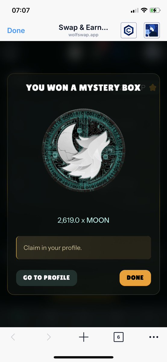 CryptoTravelMat's tweet image. Just won another Mystery Box of @wolfswapdotapp adding the $Moon soon $Pack to my position. Thank you @axldefi