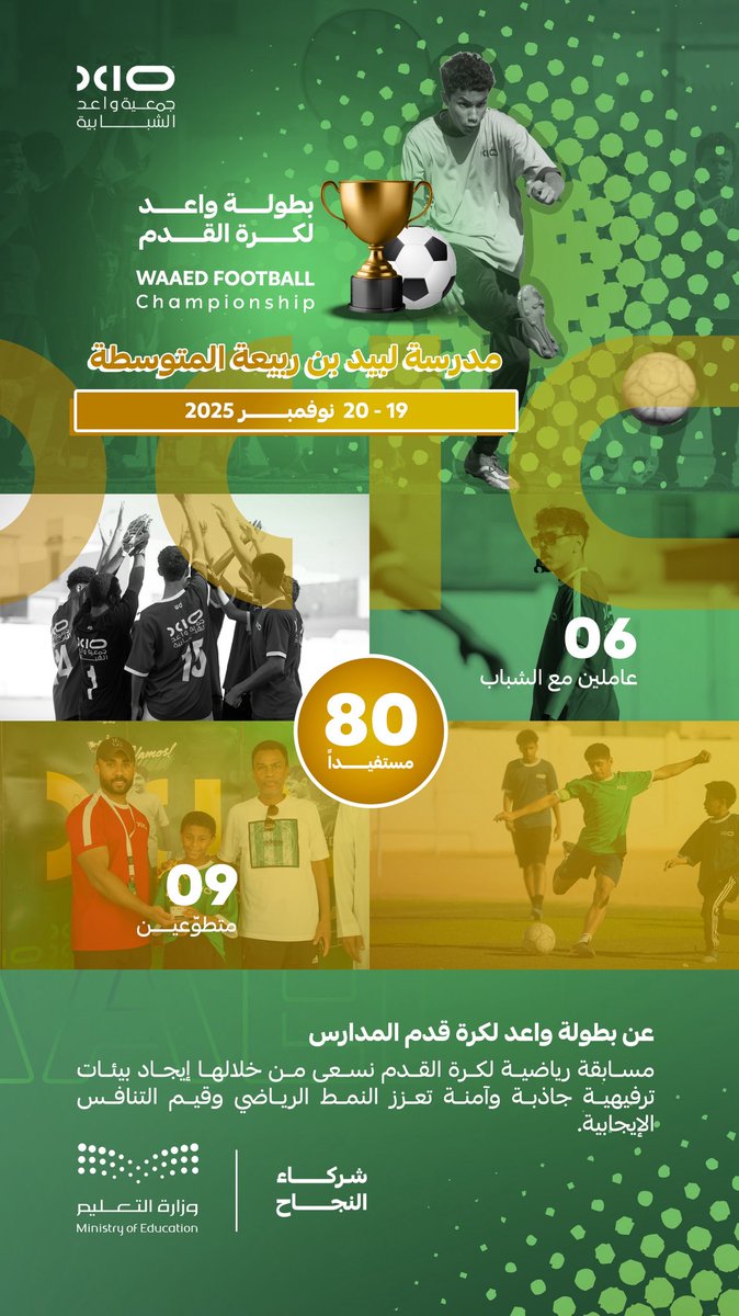 Waaed_Sports's tweet photo. 🔹| #انفوجرافيك 

بطولة واعد لكرة القدم في أرقام 🏆
مدرسة لبيد بن ربيعة المتوسطة 🌟

———
#بطولة_واعد_لكرة_القدم https://t.co/74ENQCAIlF
