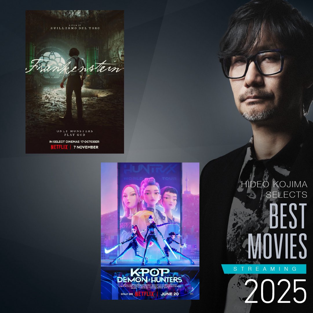 HIDEO_KOJIMA_EN's tweet image. The order is based on when I watched them.

Streaming – Drama
Adolescence
El Eternauta (The Eternaut)
Pluribus
Last Samurai Standing

Streaming – Movies
Frankenstein (also released in theaters)
KPop Demon Hunters

4K Revival Theatrical Releases
Days of Heaven 
The Fall 
Le ballon…