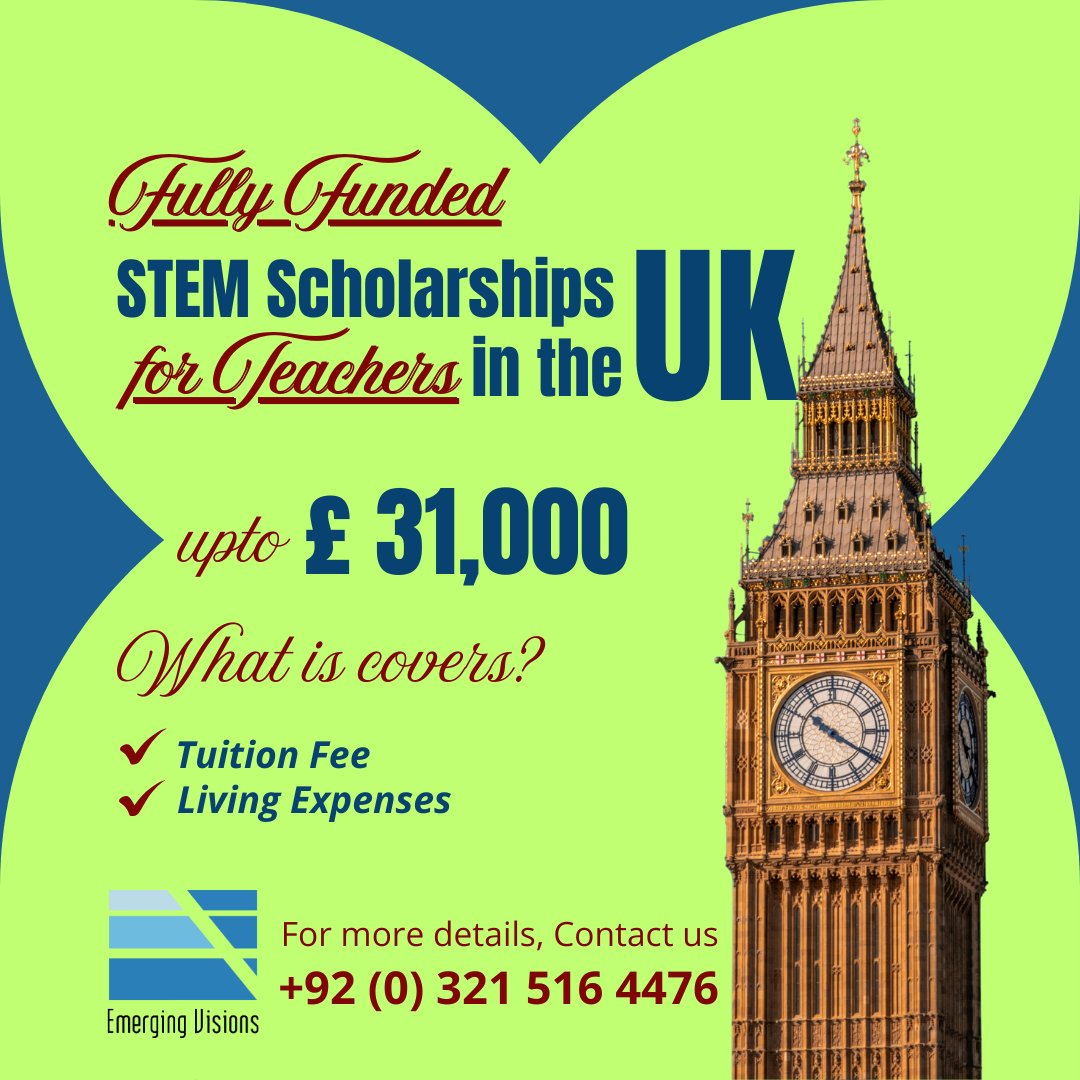 Emergingvisions's tweet photo. International STEM graduates! 🌍 Earn up to £31k to train as a teacher in the UK.   ✨
 Physics/Chem/Computing: £31,000 ✨ Maths: £29,000 ✨ 
Requirements: 2:2 degree + IELTS 6.5-7.0. Apply now to secure your future! 🎓 
#STEM #UKScholarships #Teaching #emergingvisions https://t.co/Kjzerdrqcn