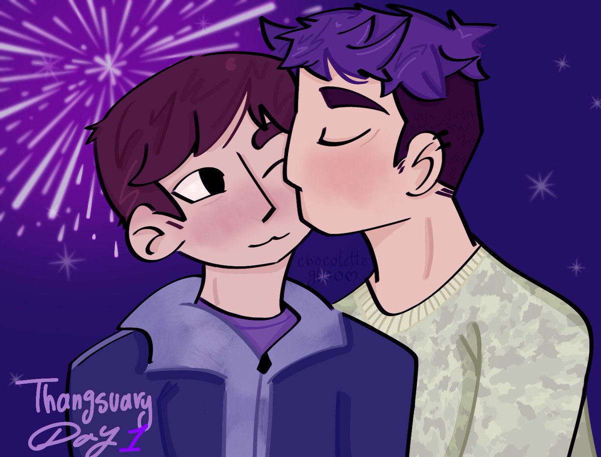 pasteldeangel_'s tweet photo. #thangsuary day 1: new year kiss

(omg it's just beginning, and I'm already behind) https://t.co/5mX6m6QV1H