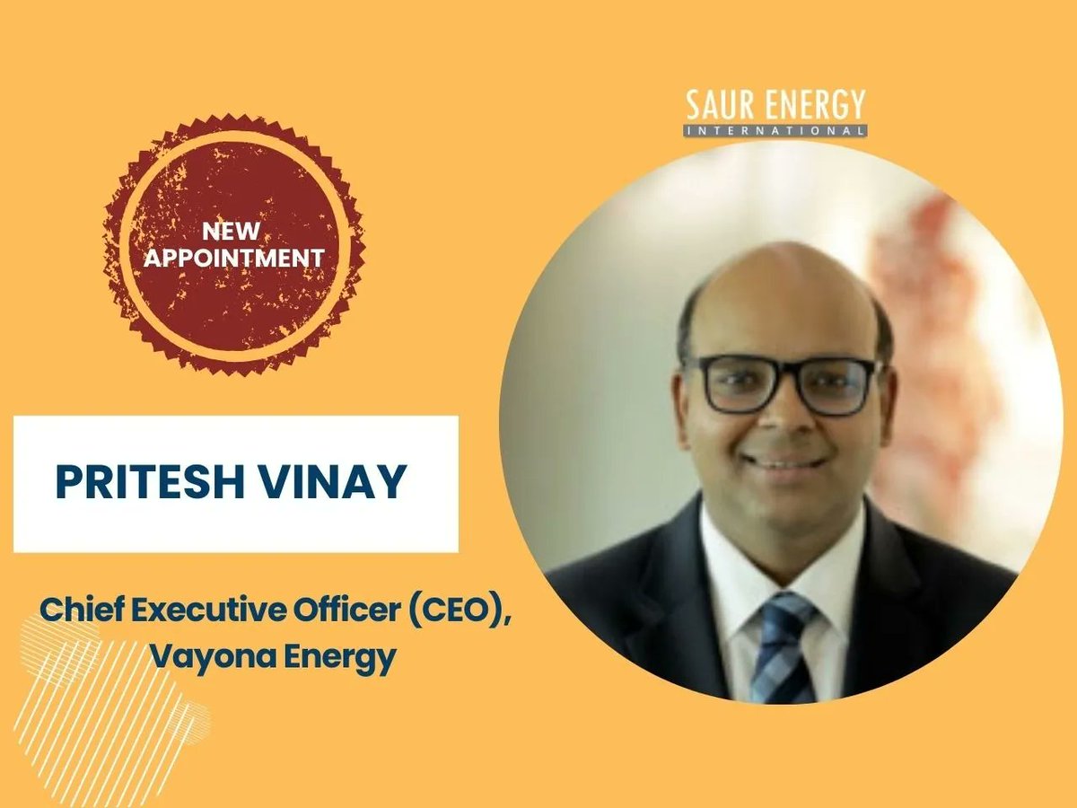 Saur_energy's tweet image. Wind turbine original equipment manufacturer (OEM) Vayona Energy, which operates across India and South Asia, has appointed Pritesh Vinay as its new Chief Executive Officer (CEO), effective January 5, 2026. 

Read more saurenergy.com/solar-energy-n…

#windenergy #windturbine